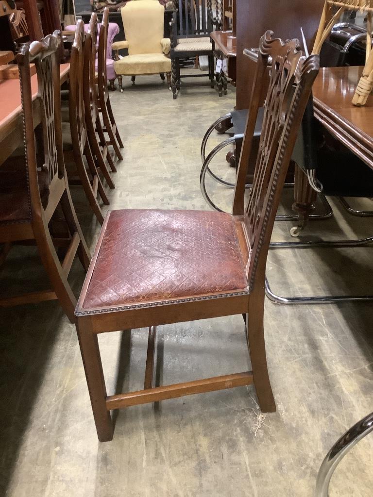 A set of six Chippendale revival mahogany dining chairs, width 63cm